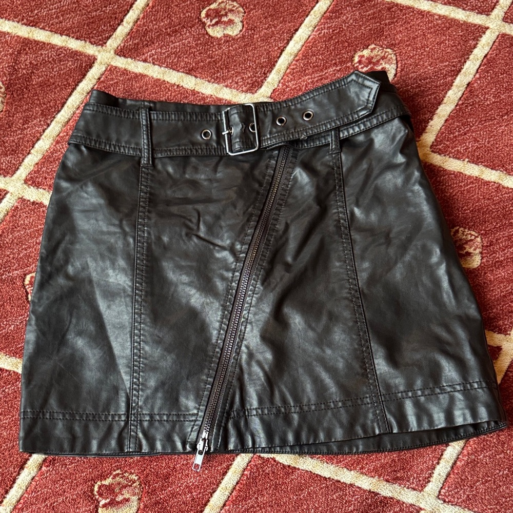 Free People Black faux leather Mini Skirt
